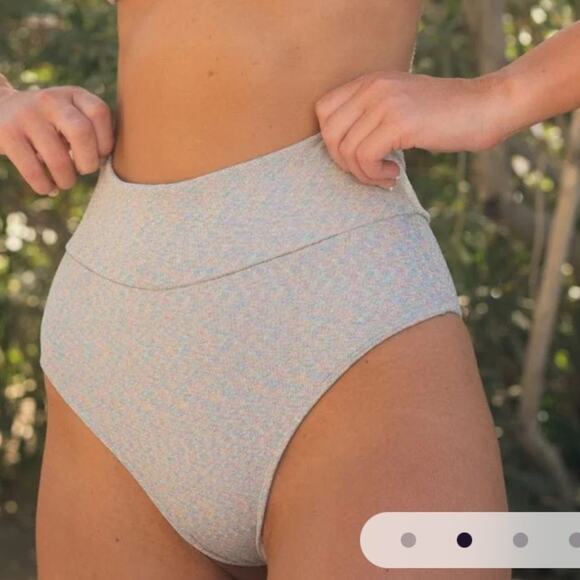 NWT Montce Disco Sparkle High Rise Bikini Bottom  with rainbow shimmer XL - Picture 1 of 9